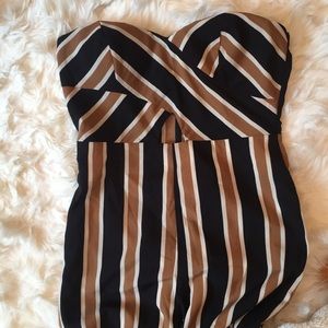 Brown, White, Black Striped Jumpsuit